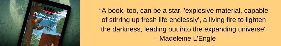 Reading Quote by Madeleine L'Engle. Click to view book in photo.